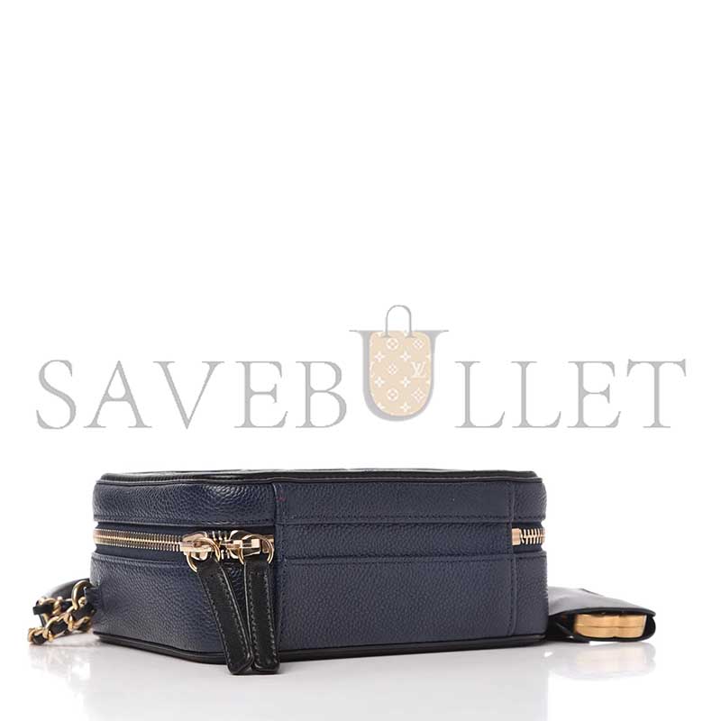 Ch**el caviar quilted small cc filigree vanity case navy black (16*12*7cm)
